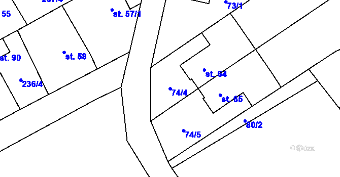 Parcela st. 74/4 v KÚ Sylvárov, Katastrální mapa