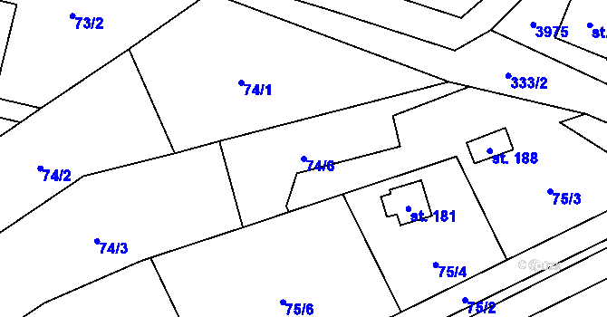Parcela st. 74/6 v KÚ Sylvárov, Katastrální mapa