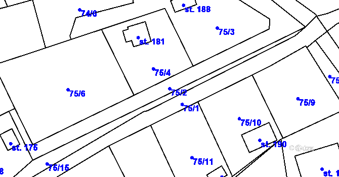Parcela st. 75/2 v KÚ Sylvárov, Katastrální mapa