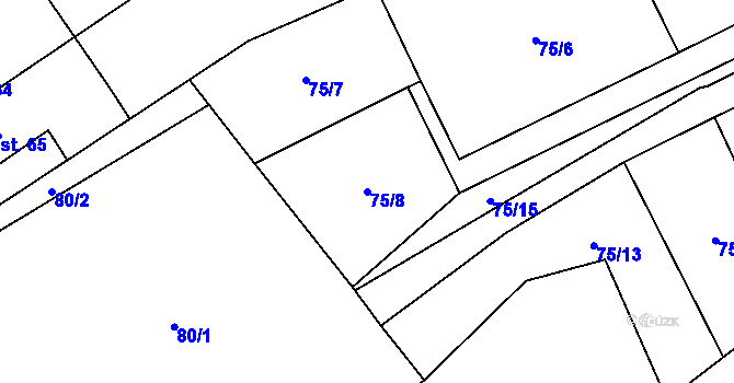 Parcela st. 75/8 v KÚ Sylvárov, Katastrální mapa