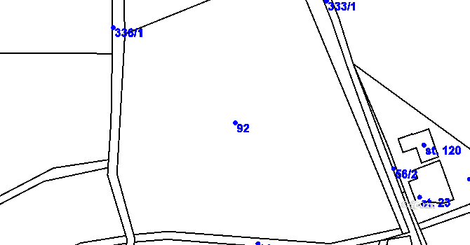 Parcela st. 92 v KÚ Sylvárov, Katastrální mapa