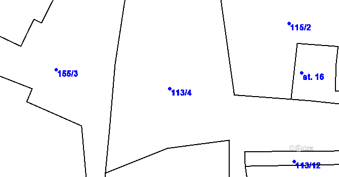 Parcela st. 113/4 v KÚ Sylvárov, Katastrální mapa
