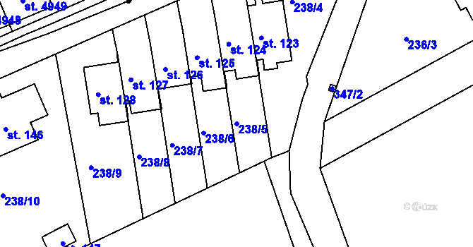 Parcela st. 238/5 v KÚ Sylvárov, Katastrální mapa