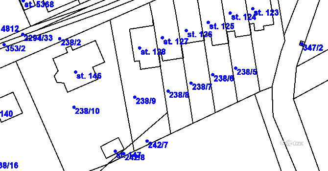Parcela st. 238/8 v KÚ Sylvárov, Katastrální mapa