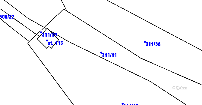 Parcela st. 311/11 v KÚ Sylvárov, Katastrální mapa