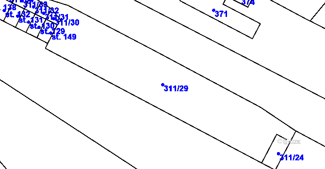 Parcela st. 311/29 v KÚ Sylvárov, Katastrální mapa
