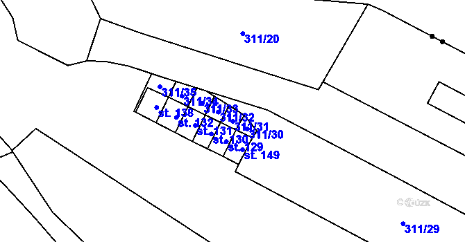 Parcela st. 311/31 v KÚ Sylvárov, Katastrální mapa