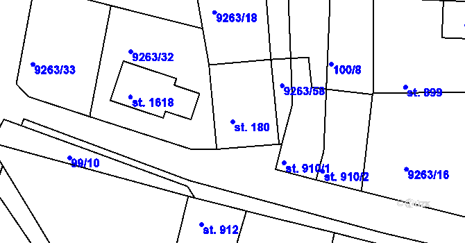 Parcela st. 180 v KÚ Dyjákovice, Katastrální mapa