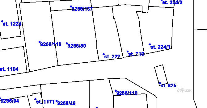 Parcela st. 222 v KÚ Dyjákovice, Katastrální mapa