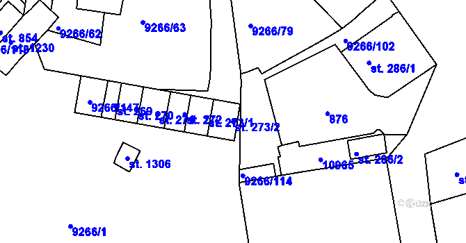 Parcela st. 273/2 v KÚ Dyjákovice, Katastrální mapa