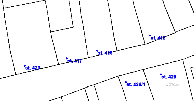 Parcela st. 416 v KÚ Dyjákovice, Katastrální mapa