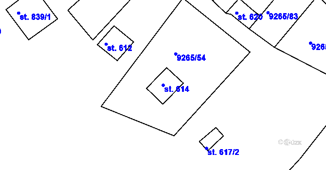 Parcela st. 614 v KÚ Dyjákovice, Katastrální mapa