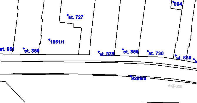 Parcela st. 835 v KÚ Dyjákovice, Katastrální mapa