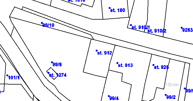 Parcela st. 912 v KÚ Dyjákovice, Katastrální mapa