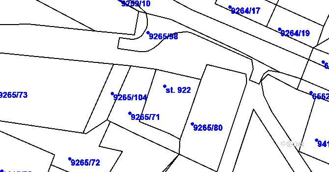 Parcela st. 922 v KÚ Dyjákovice, Katastrální mapa