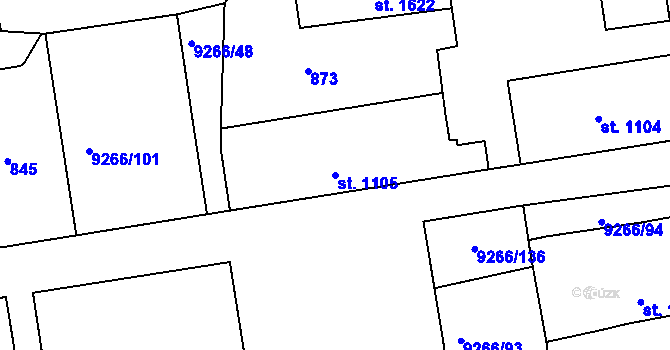 Parcela st. 1105 v KÚ Dyjákovice, Katastrální mapa