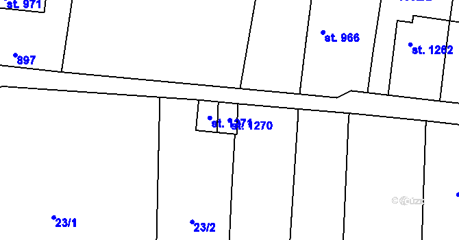 Parcela st. 1270 v KÚ Dyjákovice, Katastrální mapa