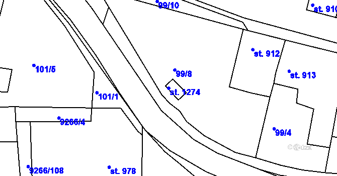 Parcela st. 1274 v KÚ Dyjákovice, Katastrální mapa