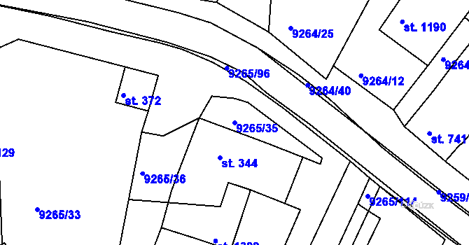 Parcela st. 9265/35 v KÚ Dyjákovice, Katastrální mapa