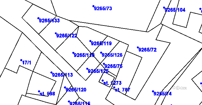 Parcela st. 9265/126 v KÚ Dyjákovice, Katastrální mapa