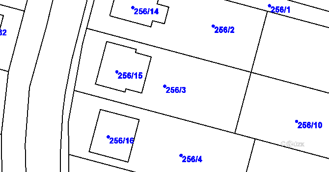 Parcela st. 256/3 v KÚ Velký Karlov, Katastrální mapa