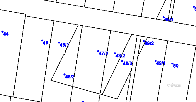 Parcela st. 47/2 v KÚ Velký Karlov, Katastrální mapa