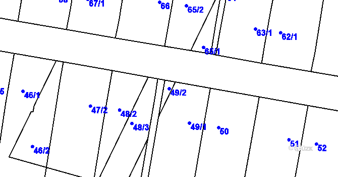 Parcela st. 49/2 v KÚ Velký Karlov, Katastrální mapa