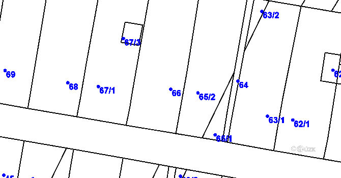 Parcela st. 66 v KÚ Velký Karlov, Katastrální mapa