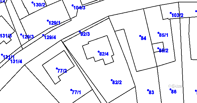 Parcela st. 82/4 v KÚ Velký Karlov, Katastrální mapa