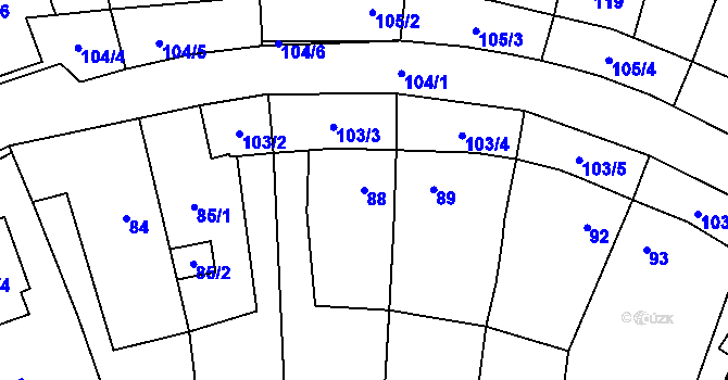 Parcela st. 88 v KÚ Velký Karlov, Katastrální mapa