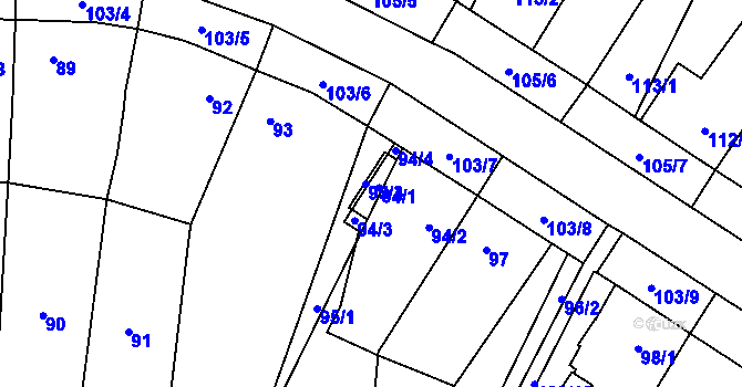 Parcela st. 94/1 v KÚ Velký Karlov, Katastrální mapa