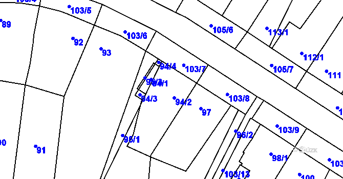 Parcela st. 94/2 v KÚ Velký Karlov, Katastrální mapa