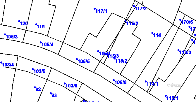 Parcela st. 116/1 v KÚ Velký Karlov, Katastrální mapa