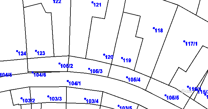 Parcela st. 120 v KÚ Velký Karlov, Katastrální mapa