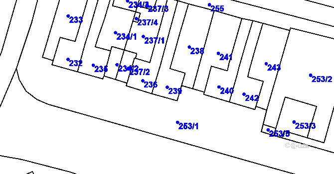 Parcela st. 239 v KÚ Velký Karlov, Katastrální mapa
