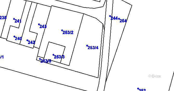 Parcela st. 253/4 v KÚ Velký Karlov, Katastrální mapa
