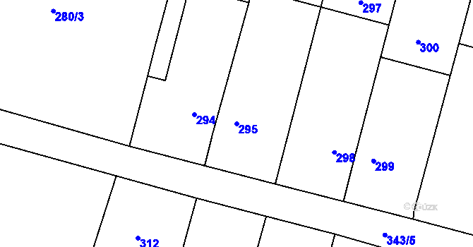 Parcela st. 295 v KÚ Velký Karlov, Katastrální mapa
