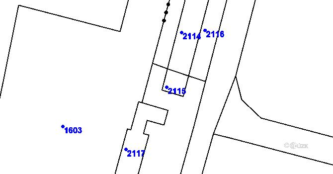 Parcela st. 2115 v KÚ Velký Karlov, Katastrální mapa