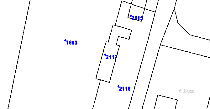 Parcela st. 2117 v KÚ Velký Karlov, Katastrální mapa