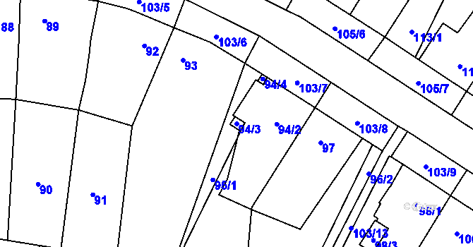 Parcela st. 94/3 v KÚ Velký Karlov, Katastrální mapa