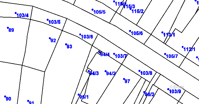 Parcela st. 94/4 v KÚ Velký Karlov, Katastrální mapa