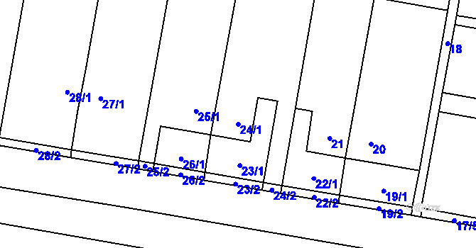 Parcela st. 24/1 v KÚ Velký Karlov, Katastrální mapa