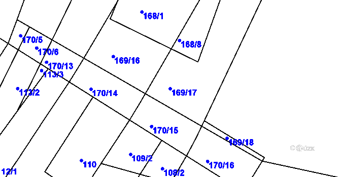 Parcela st. 169/17 v KÚ Velký Karlov, Katastrální mapa