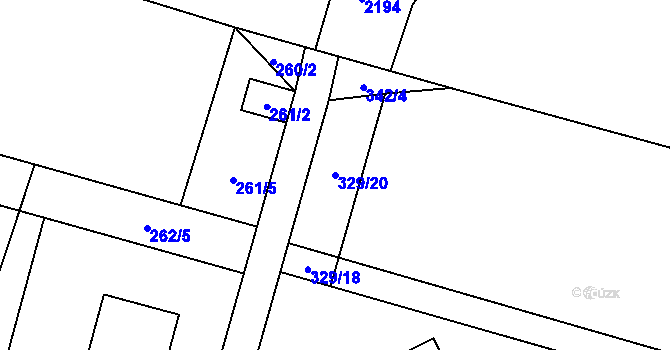Parcela st. 329/20 v KÚ Velký Karlov, Katastrální mapa