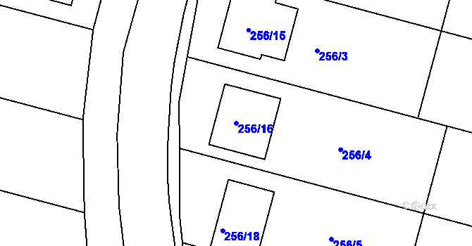 Parcela st. 256/16 v KÚ Velký Karlov, Katastrální mapa