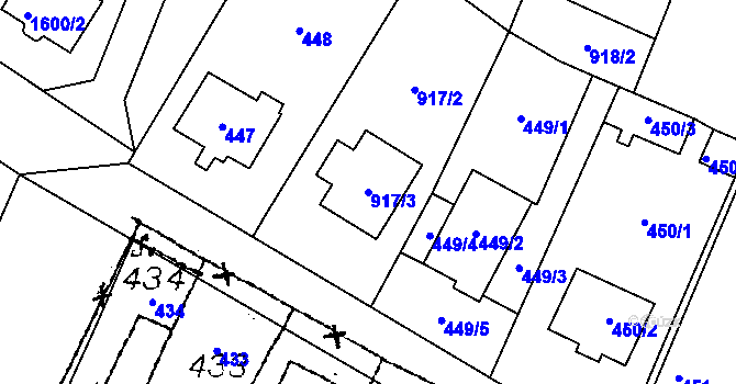 Parcela st. 917/3 v KÚ Dyjákovičky, Katastrální mapa
