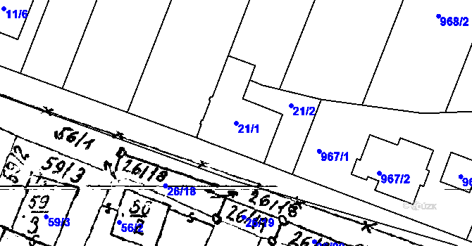 Parcela st. 21/1 v KÚ Dyjákovičky, Katastrální mapa