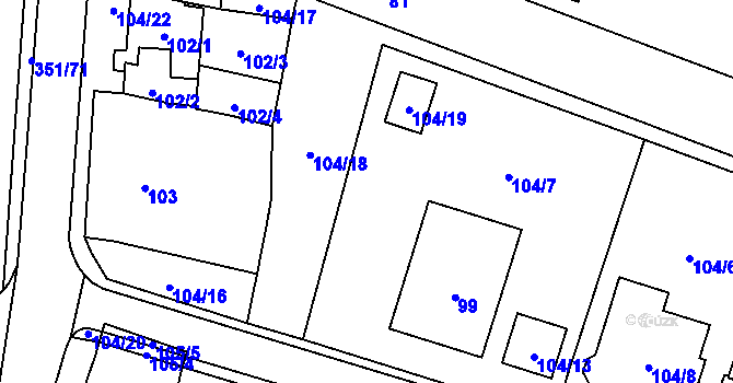 Parcela st. 100 v KÚ Dyjákovičky, Katastrální mapa
