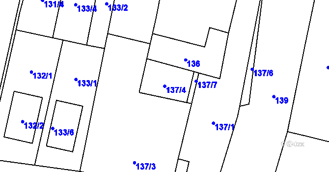 Parcela st. 137/4 v KÚ Dyjákovičky, Katastrální mapa