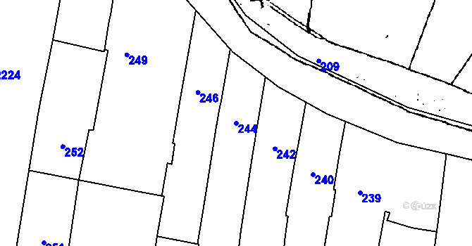 Parcela st. 244 v KÚ Dyjákovičky, Katastrální mapa